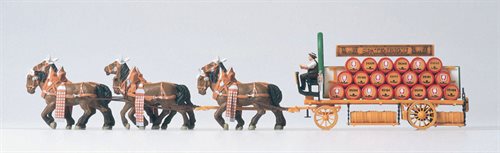 Preiser 30438 Brauereiwagen »Spatenbräu«, Komplettmodell, 7 Figuren mit Zubehör, H0