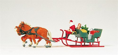 Preiser 30448 Weihnachtsmann mit Pferdeschlitten, H0