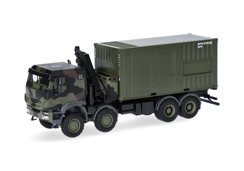 Herpa 747288-002 Iveco Trakker 8x8 Lkw mit Kran und 20-Fuß-Container „Bundeswehr“