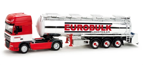 Herpa 159043 DAF XF 105 SSC Sattelzugmaschine mit verchromtem Tankauflieger „EUROBULK“ Logistics A/S, Dänemark