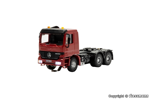 Viessmann 8011 CarMotion Basis, Mercedes Benz ACTROS Sattelzugmaschine mit eingebautem Motor, Batterie, Beleuchtung und funktionierenden gelben Rundumleuchten sowie Anschlussmöglichkeit für Anhänger