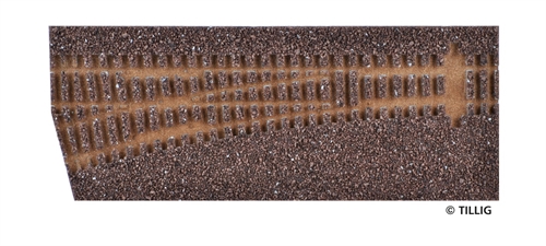 Tillig 86512 Gleisbettung Elite dunkel (braun) - für linke Weichen 15°