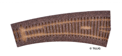 Tillig 86517 Gleisbettung Elite dunkel (braun) - für rechtsgebogene Weichen 15°