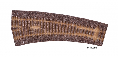 Tillig 86518 Gleisbettung Elite dunkel (braun) - für rechtsgebogene Weichen 15°