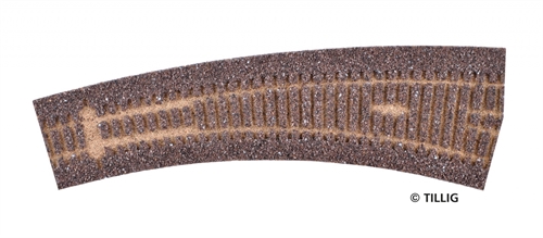 Tillig 86519 Gleisbettung Elite dunkel (braun) - für rechtsgebogene Weichen 20,7°