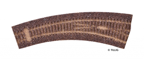 Tillig 86521 Gleisbettung Elite Dunkelbraun) - für rechtsgebogene Weichen 29,3°