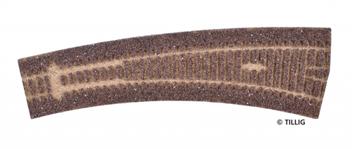 Tillig 86523 Gleisbettung Elite dunkel (braun) - für rechtsgebogene Weichen 17°