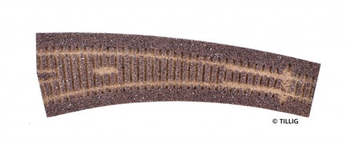 Tillig 86524 Gleisbettung Elite Dunkelbraun) - für linksgebogene Weichen 17°