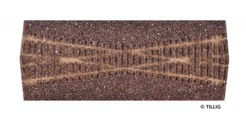 Tillig 86529 Gleisbettung Elite dunkel (braun) - für Kreuzung 15°