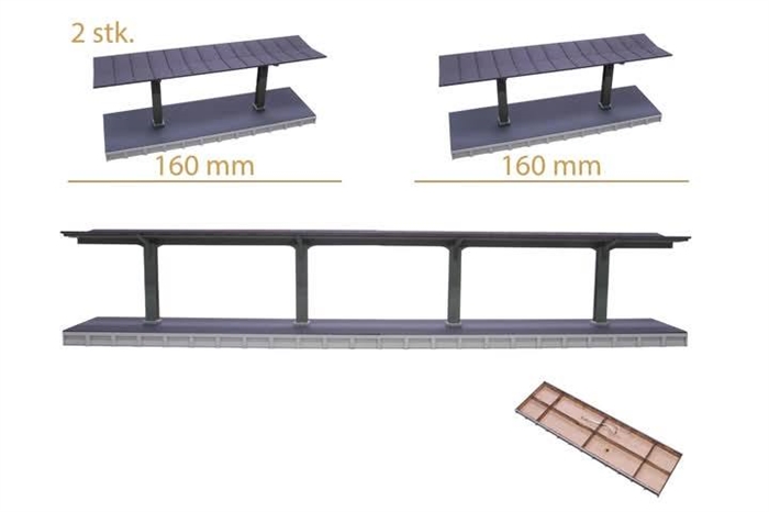 Hobbytrade 87504 Überdachte Bahnsteige, 2 Stück, H0