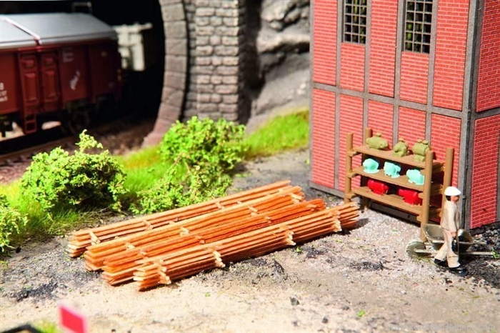 Noch 14210 Holzpfähle, 4er-Set Holzpfähle, Lasercut, H0