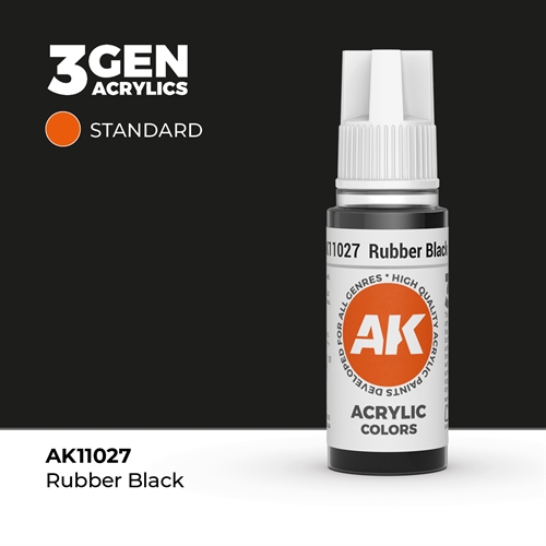 AK11027 Acrylfarbe, 17 ml, Gummischwarz - Standard
