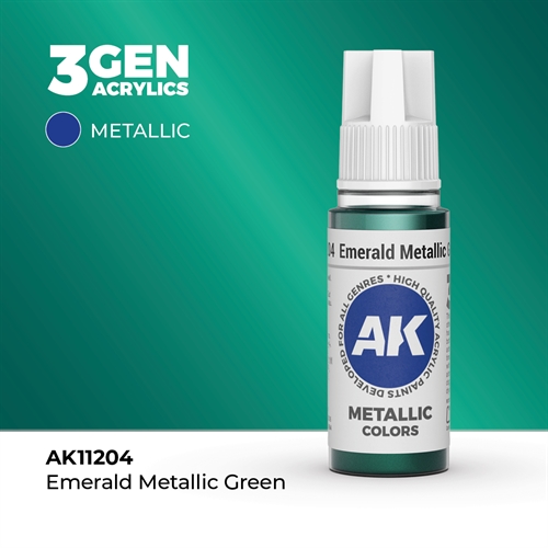 AK11204 Acrylfarbe, 17 ml, Smaragd-Metallic-Grün – Metallic