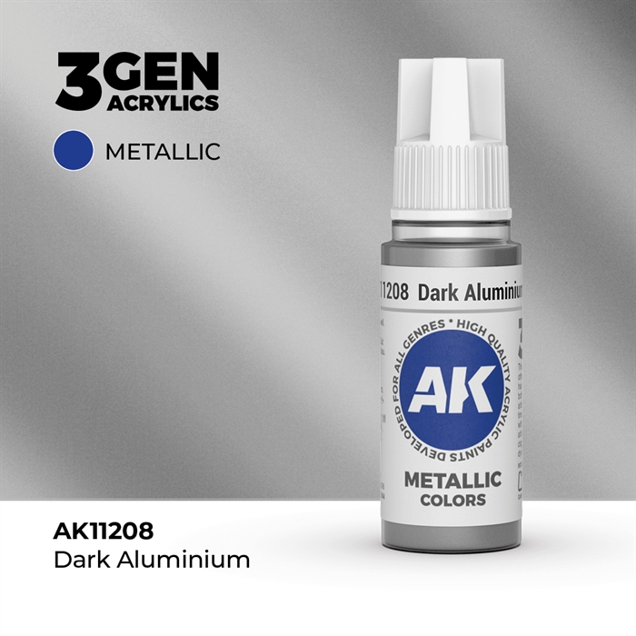 AK11208Acrylfarbe, 17 ml, dunkles Aluminium – Metallic