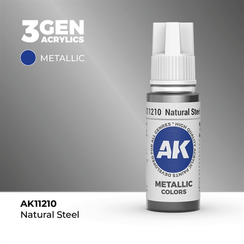 AK11210 Acrylfarbe, 17 ml, Naturstahl – Metallic