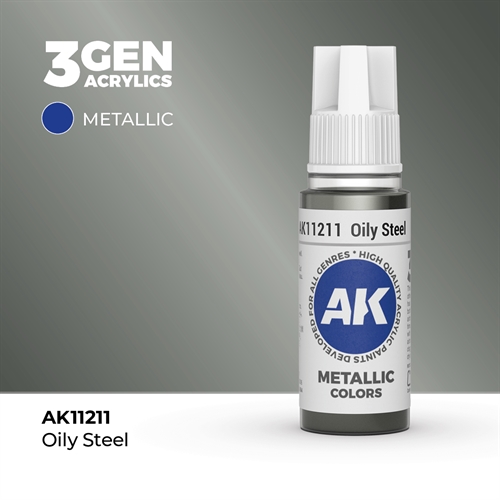 AK11211 Acrylfarbe, 17 ml, öliger Stahl – Metallic