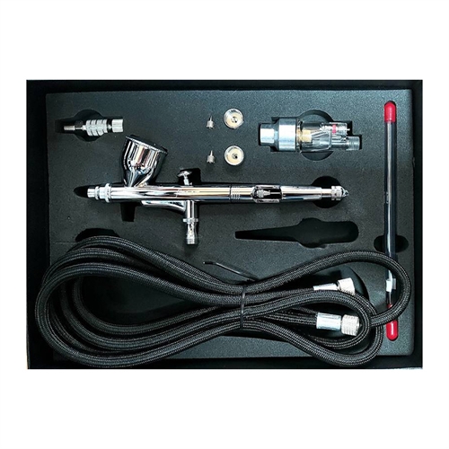 AK 180xx Airbrush-Set 180X 0,2, 0,3, 0,5 mm, Schlauch, Schnellkupplung – Aerógrafo Set 180X