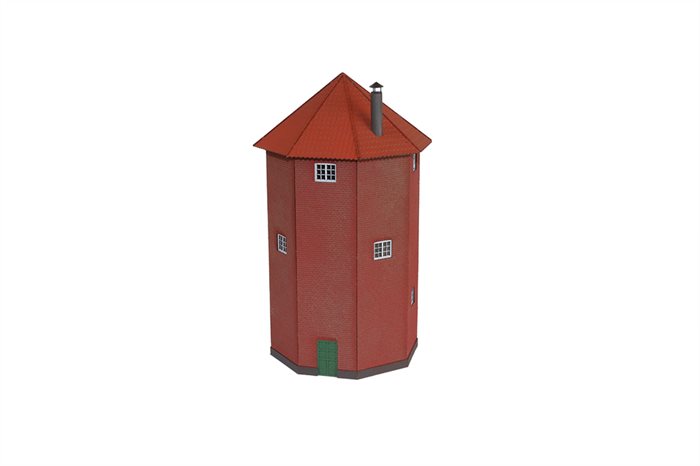 Hobbytrade 87248 DSB Achteckiger Wasserturm, roter Stein, Laserschnitt, H0