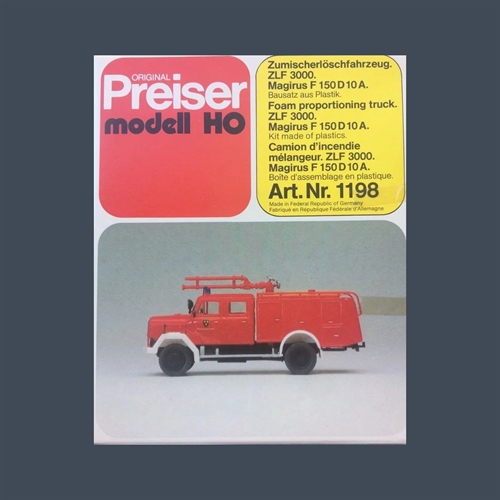 Preiser 1198 ZLF 3000 Magirus F 150 D 10 A Feuerwehrauto (GEBRAUCHT)