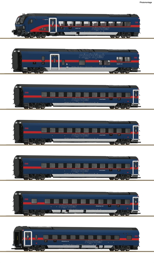 Roco 5510004 7-teiliges Set: Nightjet, ÖBB, Ep. VI, DC, H0 KOMMT NEU 2024
