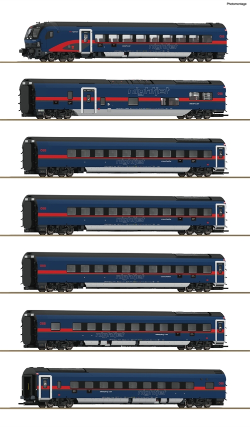 Roco 5510004 7-teiliges Set: Nightjet, ÖBB, Ep. VI, DC, H0 KOMMT NEU 2024