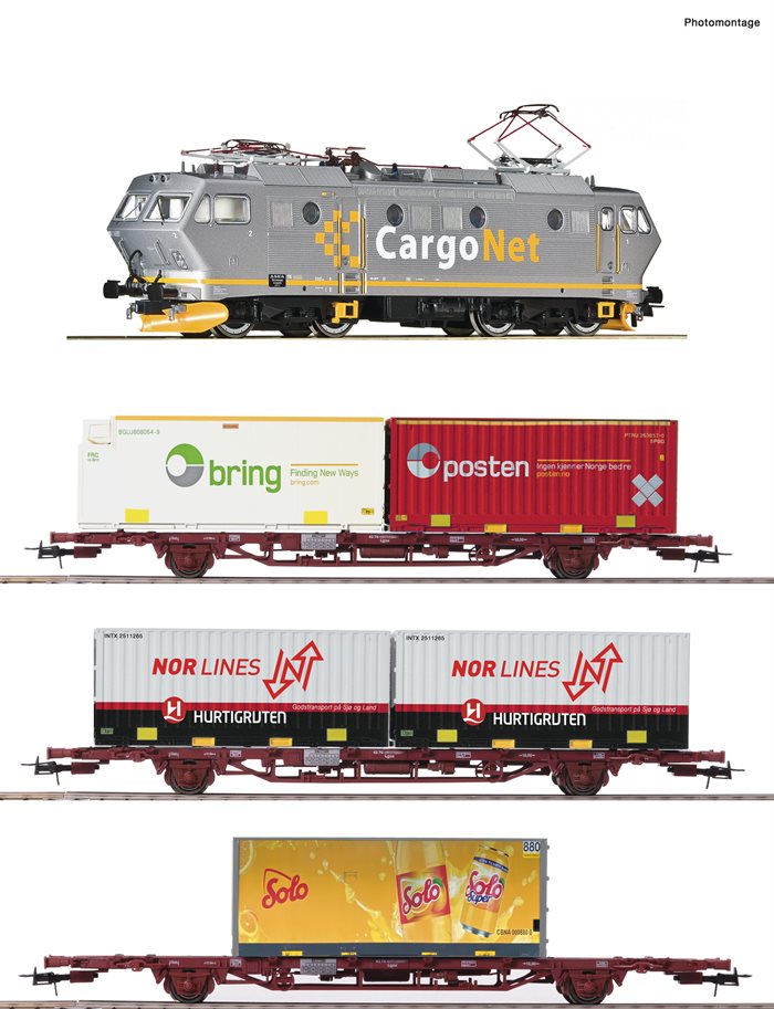 Roco 61487 4-tlg. Set: Elektrolokomotive EL 16 mit Güterzug, CargoNet, ep VI, DC,  H0 