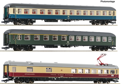 Roco 6200052 3-teiliges Set 2: D 377 „Hispania-Express“, DB, Folge IV, DC, H0 KOMMT NEU 2024