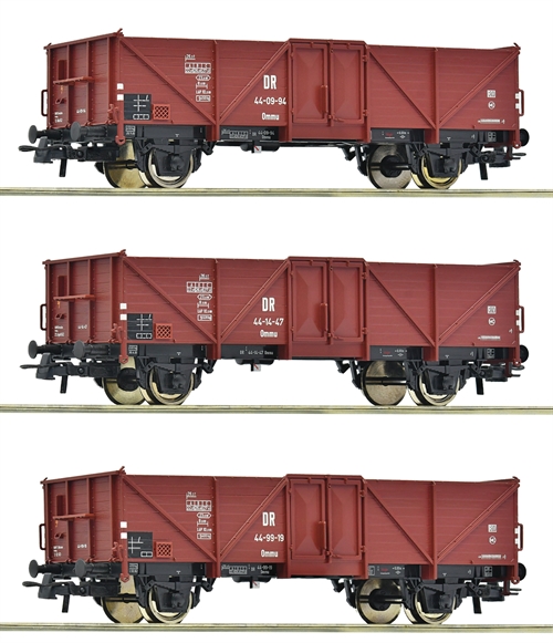 Roco 6600115 3-teiliges Set: offene Güterwagen, DR
