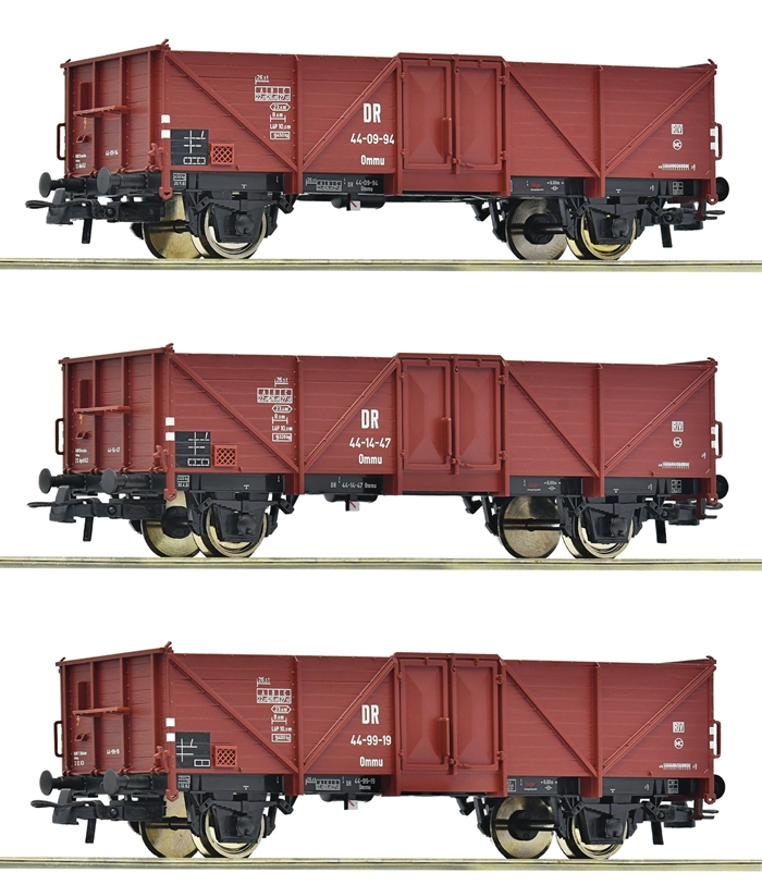 Roco 6600115 3-teiliges Set: offene Güterwagen, DR