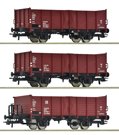 Roco 6600146 3-teiliges Set mit offenen Güterwagen, DR Ep IV