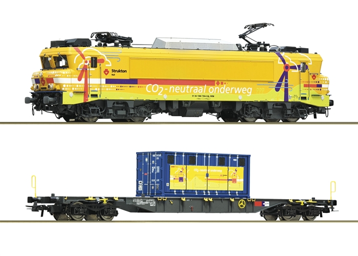 Roco 7510117 2-teiliges Set: Elektrolokomotive 1756 mit Containerwagen, Strukton Rail, Ep VI, DC
