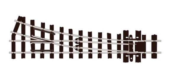 Peco SL-e491 Weiche (unregelmäßige Schwellen), kleiner Radius, rechts, Code 80