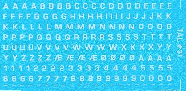 DMC Decals 31H RDAF Buchstaben und Zahlen - weiße Decals, 1,5 mm hoch