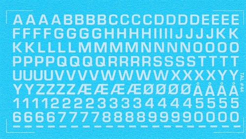 DMC Decals 44H RDAF Buchstaben und Zahlen - weiße Abziehbilder, 4 mm hoch