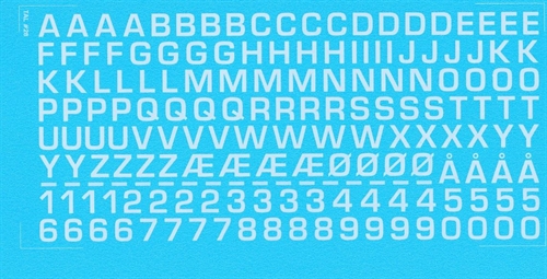 DMC Decals 28H RDAF Buchstaben und Zahlen - weiße Abziehbilder, 7 mm hoch