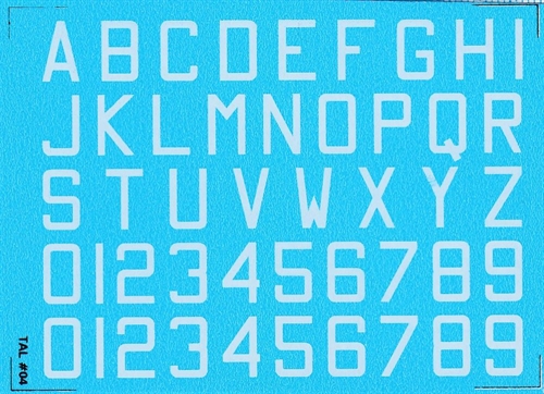 DMC Decals 04H RDAF Buchstaben und Zahlen - weiße Abziehbilder, 10 mm hoch