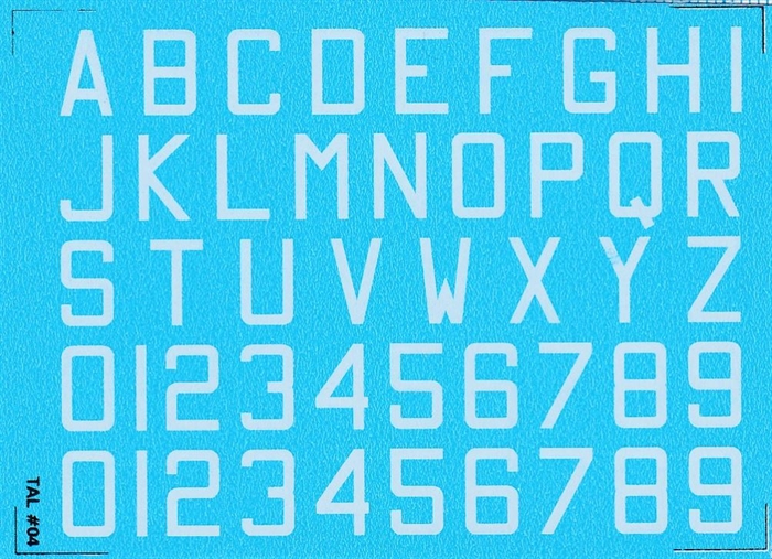 DMC Decals 04H RDAF Buchstaben und Zahlen - weiße Abziehbilder, 10 mm hoch
