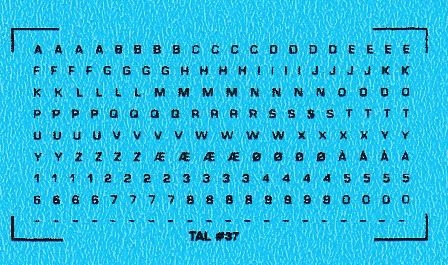 DMC Decals 37S RDAF Buchstaben und Zahlen - schwarze Abziehbilder, 0,75 mm hoch