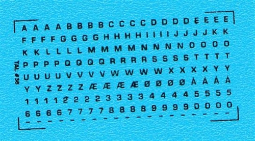 DMC Decals 38S RDAF Buchstaben und Zahlen - schwarze Abziehbilder, 1 mm hoch