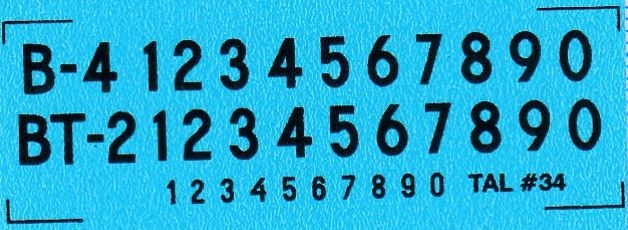 DMC Decals 34S RDAF Buchstaben und Zahlen - schwarze Abziehbilder, 4 mm hoch