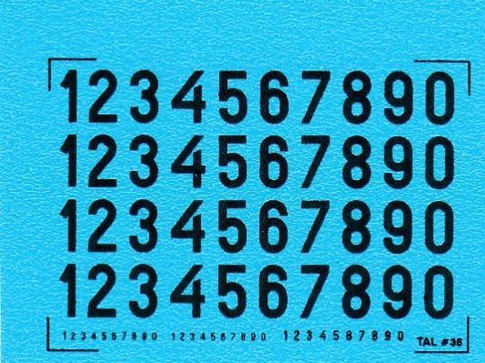DMC Decals 35S RDAF Zahlen - schwarze Aufkleber, 2 mm hoch