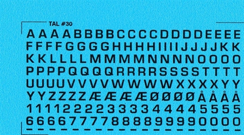 DMC Decals 30S RDAF Buchstaben und Zahlen - schwarze Decals, 3 mm hoch