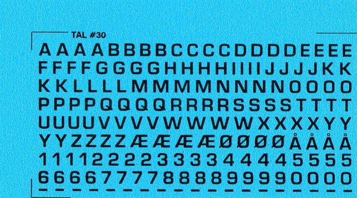 DMC Decals 30S RDAF Buchstaben und Zahlen - schwarze Decals, 3 mm hoch
