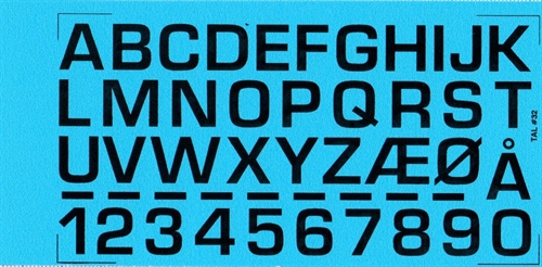 DMC Decals 32S RDAF Buchstaben und Zahlen - schwarze Abziehbilder, 12 mm hoch