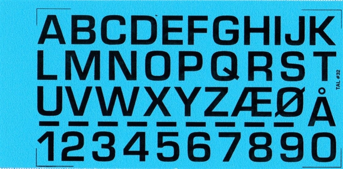 DMC Decals 32S RDAF Buchstaben und Zahlen - schwarze Abziehbilder, 12 mm hoch