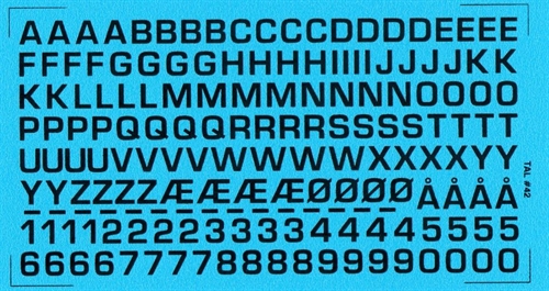 DMC Decals 42S RDAF Buchstaben und Zahlen - schwarze Abziehbilder, 5 mm hoch