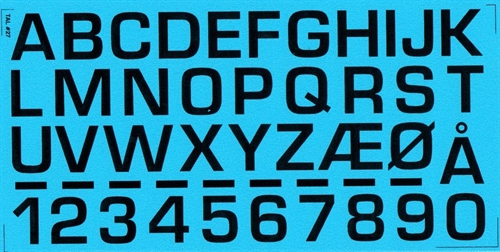 DMC Decals 27S RDAF Buchstaben und Zahlen - schwarze Abziehbilder, 16 mm hoch