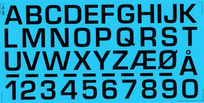 DMC Decals 27S RDAF Buchstaben und Zahlen - schwarze Abziehbilder, 16 mm hoch