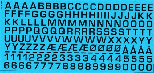 DMC Decals 28S RDAF Buchstaben und Zahlen - schwarze Decals, 7 mm hoch
