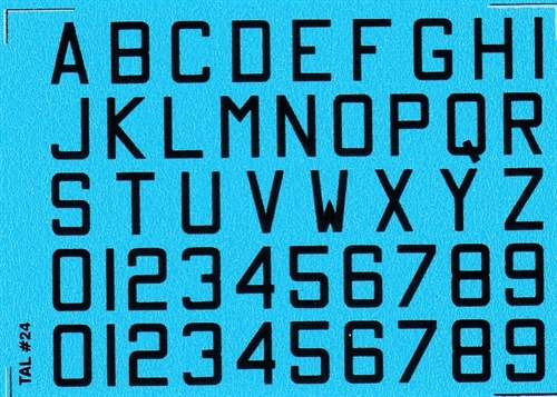 DMC Decals 24S RDAF Buchstaben und Zahlen - schwarze Abziehbilder, 8 mm hoch